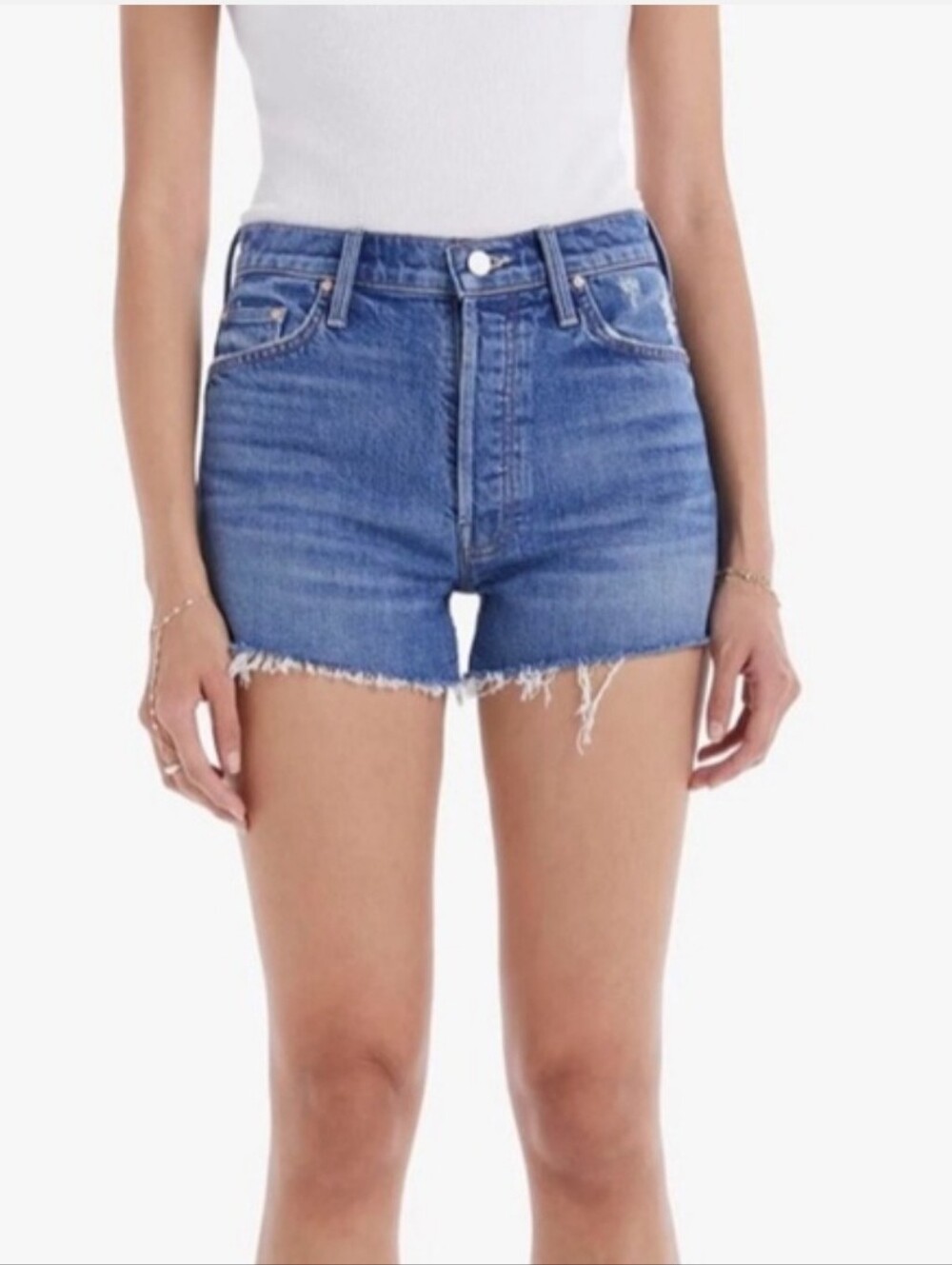 MOTHER Women's 4 (26) SNS Frayed Short In Adios Wash